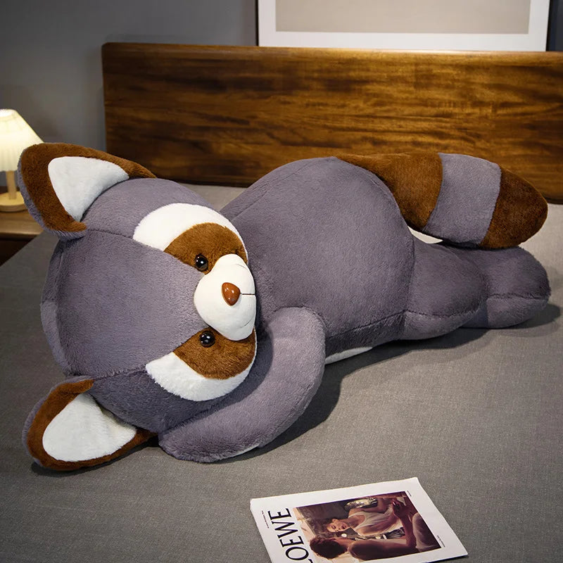Kawaii Raccoon Plush Hug Pillow – Soft Stuffed Red Panda Doll in Brown & Gray (55–90cm)