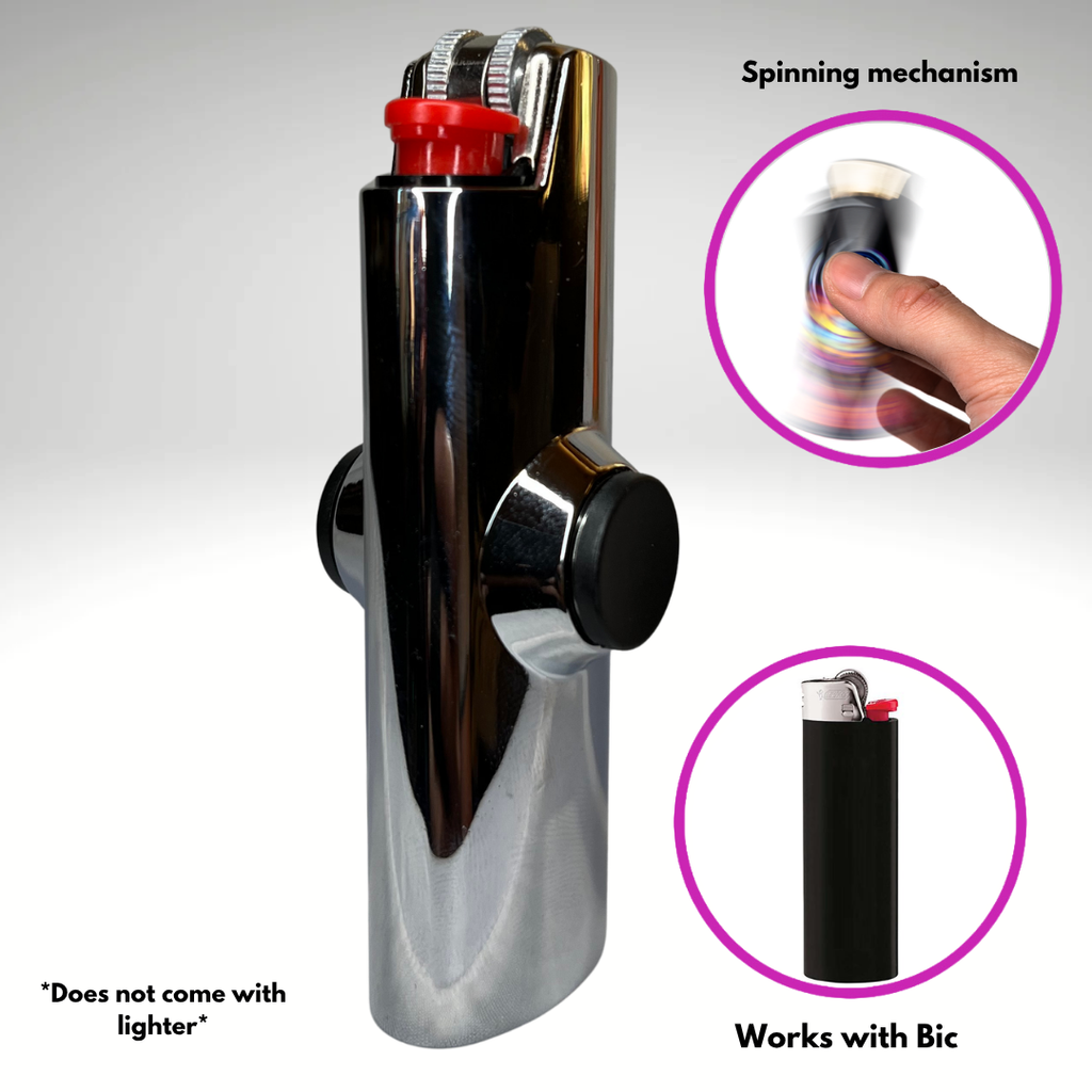 Metal SLVR Surfer ~ Fidget Spinner Case for Bic Lighters