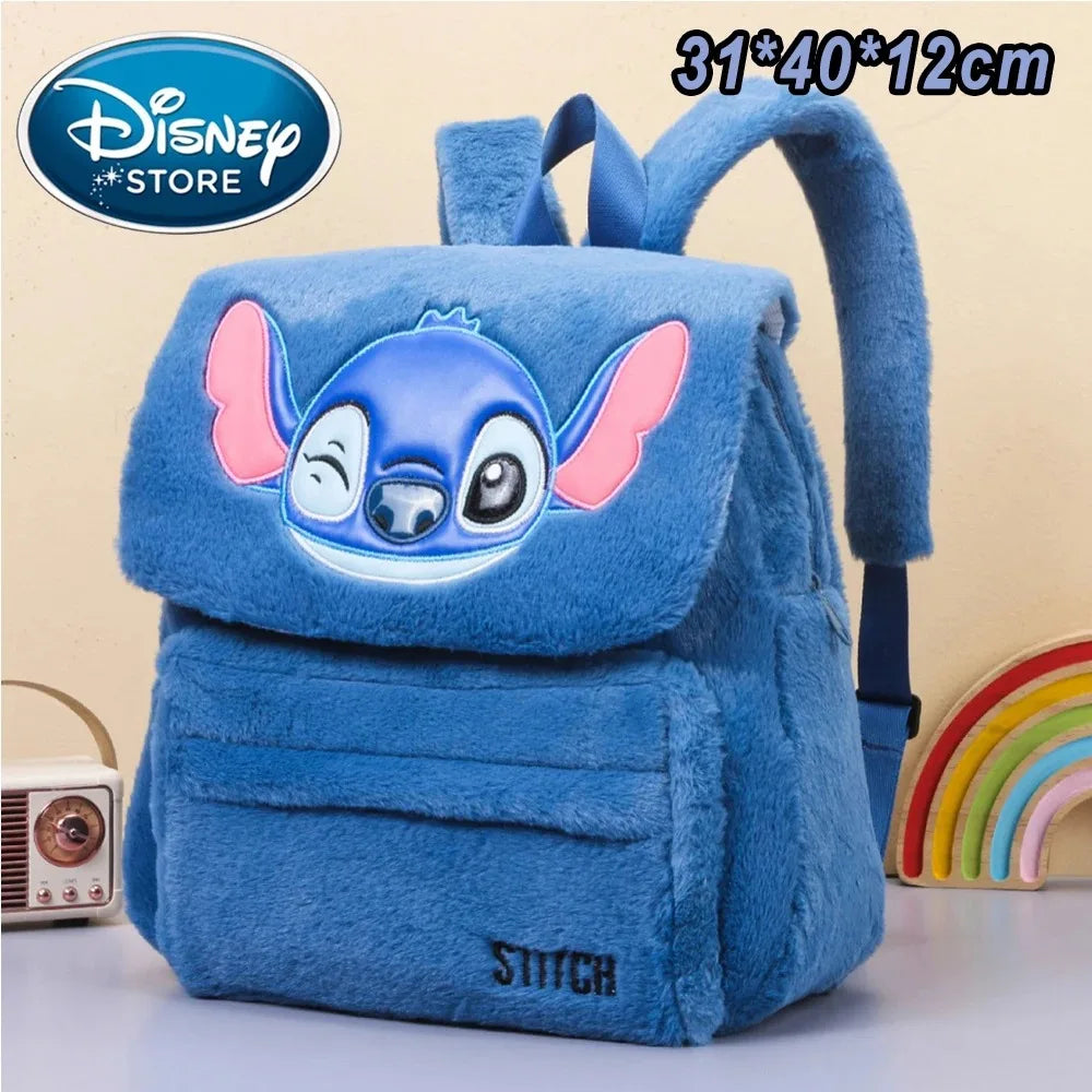 Cartoon Plush Backpack – Blue Alien Cartoon Large Capacity Cartoon School Bag for Kids