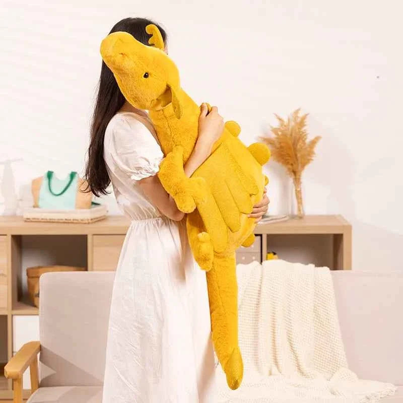 Giant Yellow Flying Dragon Plush Toy – Soft Huggable Dragon Pillow