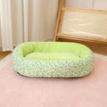 Kawaii Bolster Sofa Bed for Cats & Dogs – Soft Cotton All-Season Pet Nest with Raised Border (4 Colors, S–L)