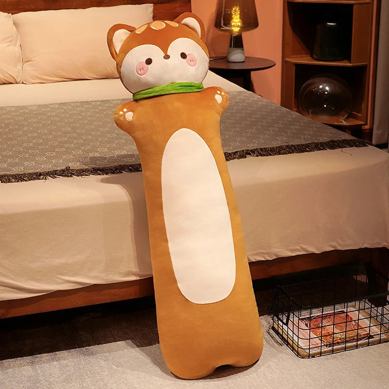 Long Animal Plush Body Pillow – Kawaii Fox Cat Rabbit Husky Monkey Stuffed Toy