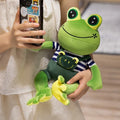 Kawaii Big Eye Frog Plush Toy – Soft Stuffed Cartoon Frog with Striped Overalls (30–50cm)