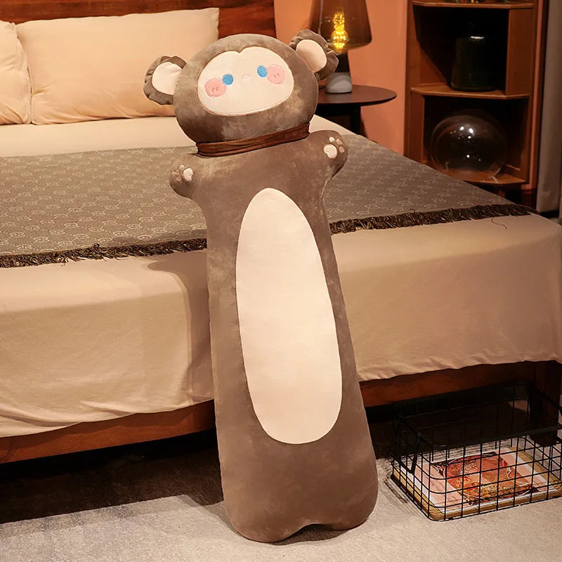 Long Animal Plush Body Pillow – Kawaii Fox Cat Rabbit Husky Monkey Stuffed Toy