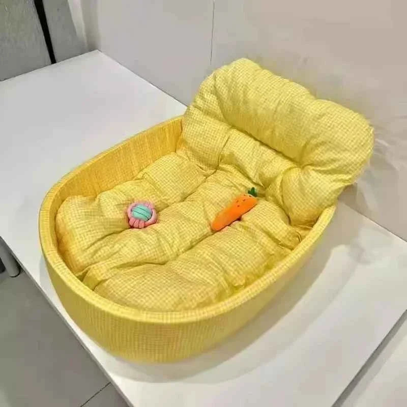 Kawaii Macaroon Princess Pet Bed – Soft Plaid & Mesh Skirt Cat & Dog Nest with Removable Cover (3 Colors)