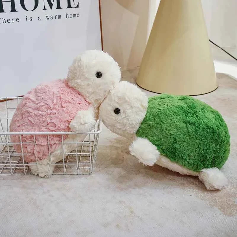 Kawaii Tortoise Plush Pillow – Soft Stuffed Sea Turtle Cushion in Green & Pink (25–60cm)