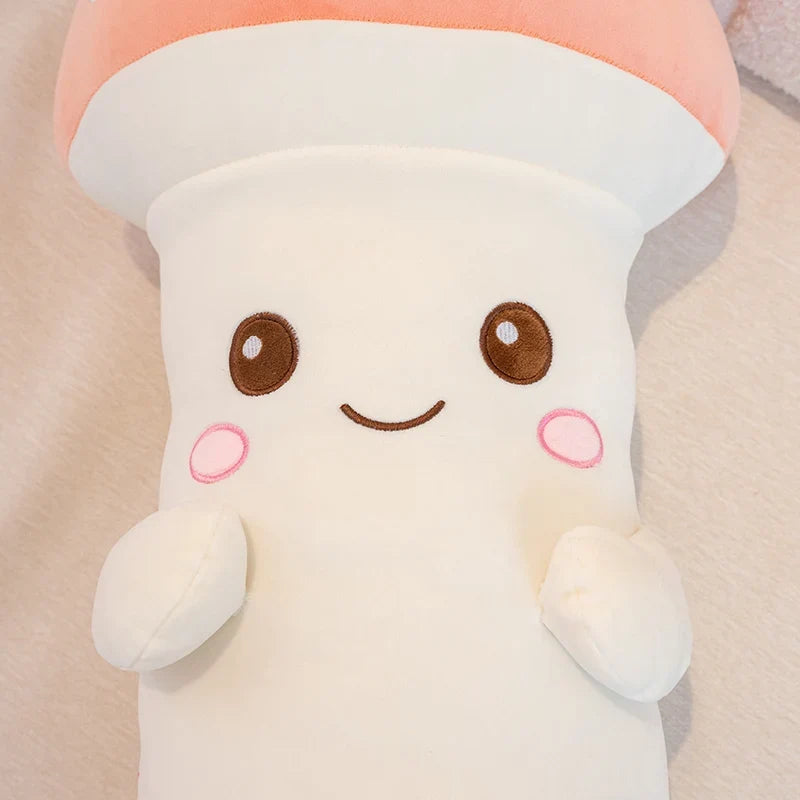 Kawaii Long Legs Sleeping Mushroom Plush Pillow – Cute Plant Hugging Cushion