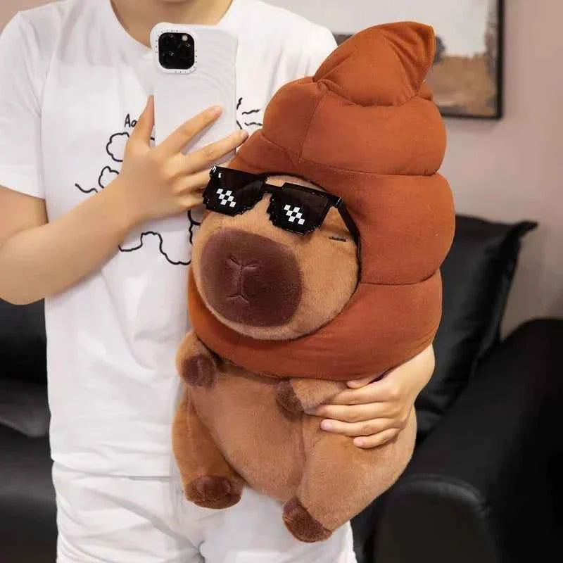 Capybara Plush Toy with Funny Hat – Cute Stuffed Animal
