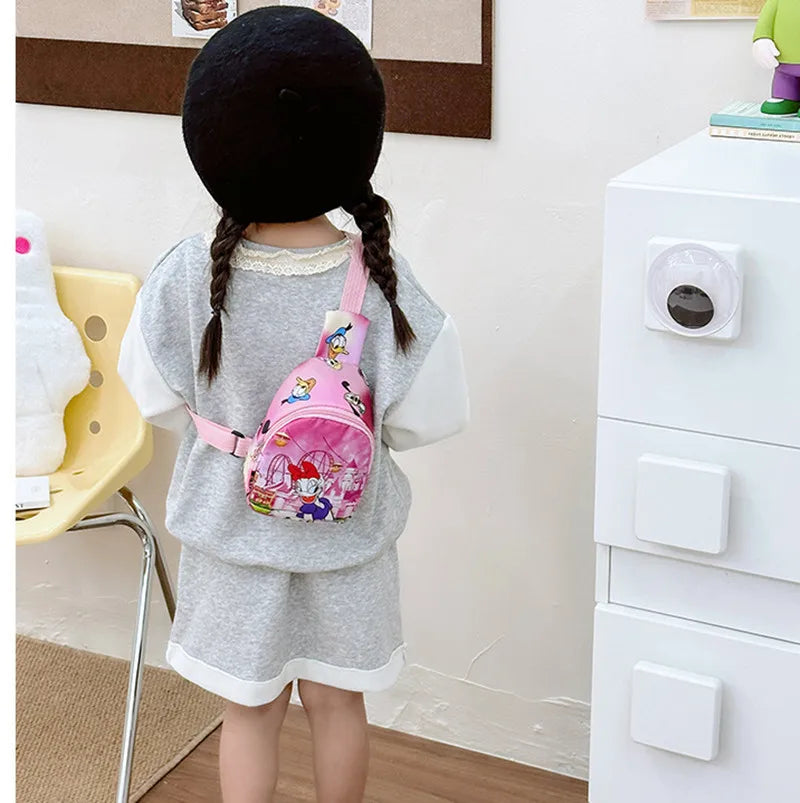 Children’s Fashion Shoulder Bag - Cartoon Mouse Cartoon Mouse Daisy Kids Chest Bag for Boys and Girls, Kindergarten Backpack