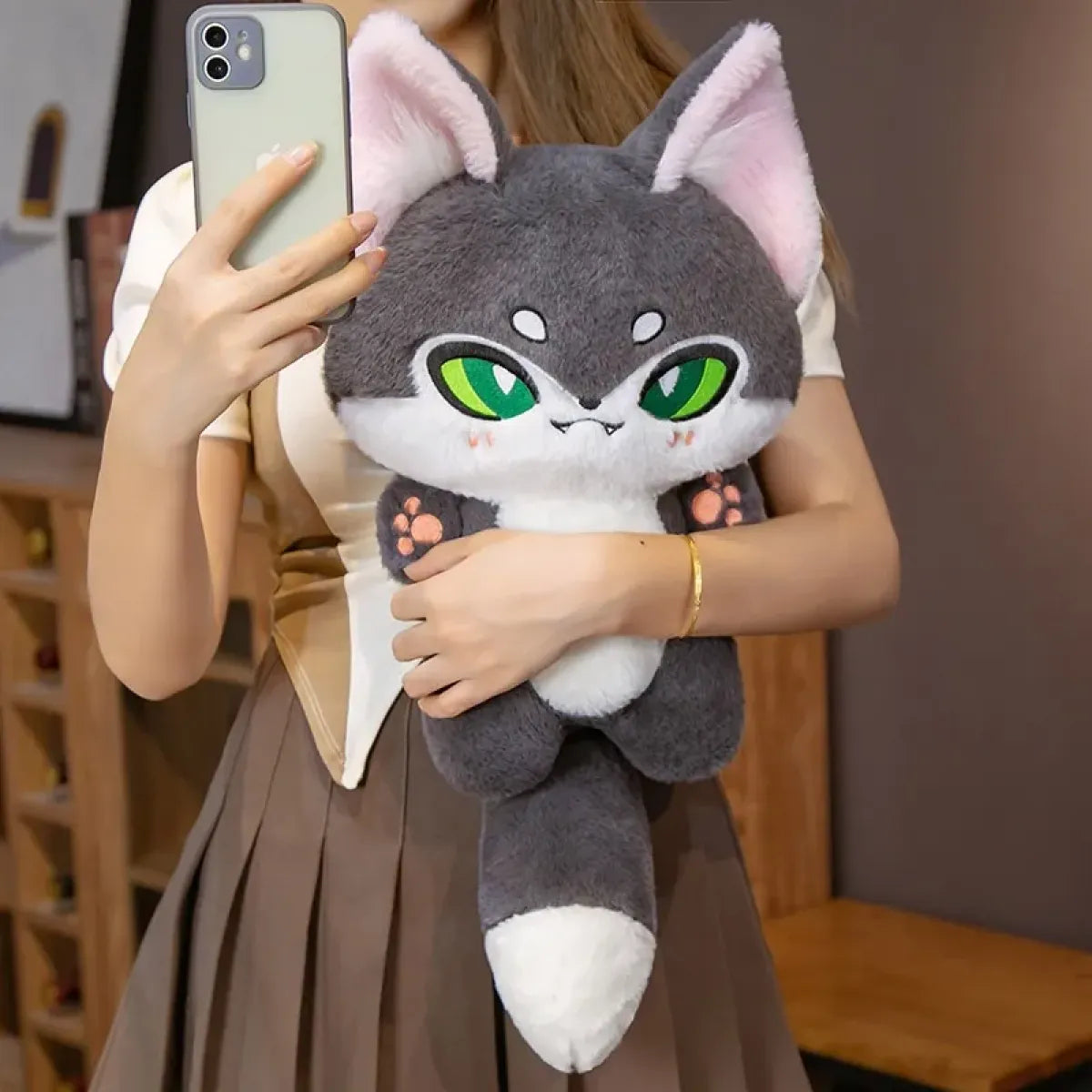 Kawaii Emotion Wolf Plush Toy - Cute Stuffed Wolf Doll