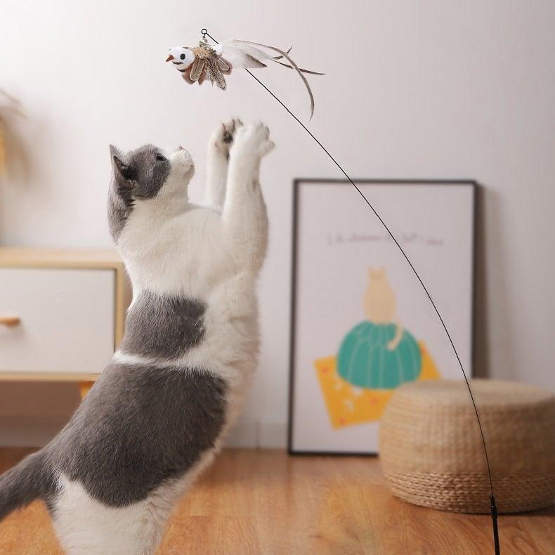 Funny Feather Bird with Bell Cat Stick Toy for Kitten