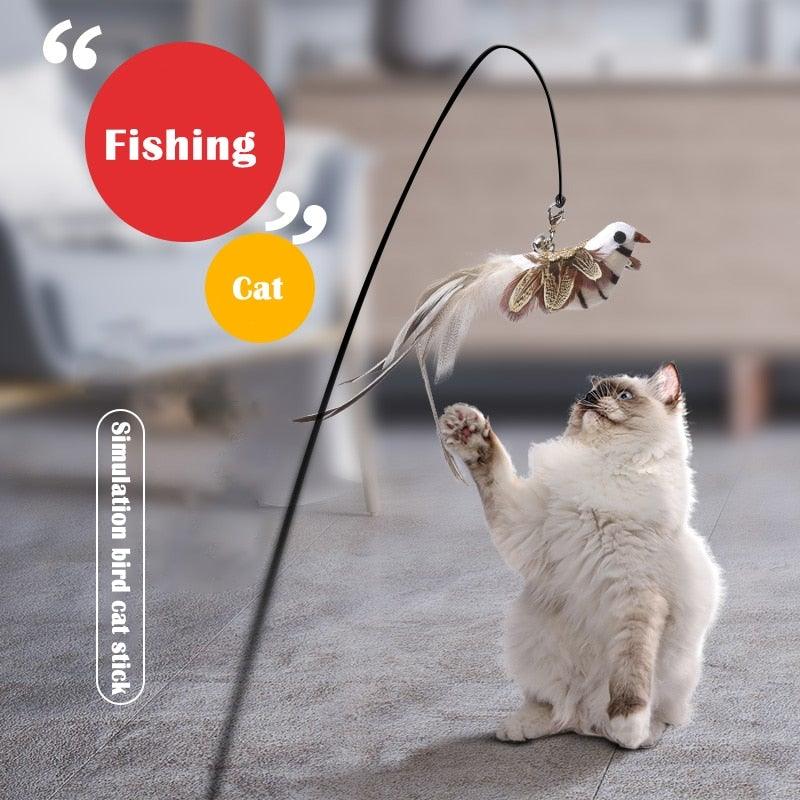 Funny Feather Bird with Bell Cat Stick Toy for Kitten