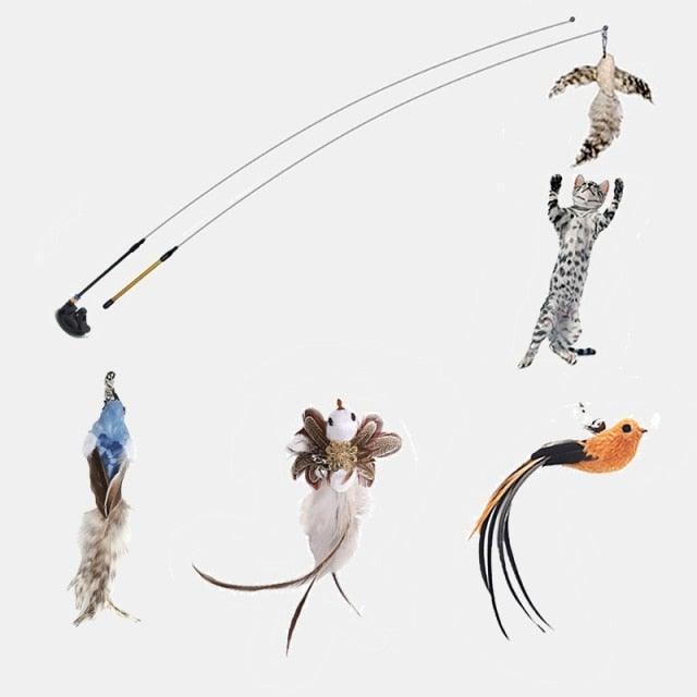 Funny Feather Bird with Bell Cat Stick Toy for Kitten