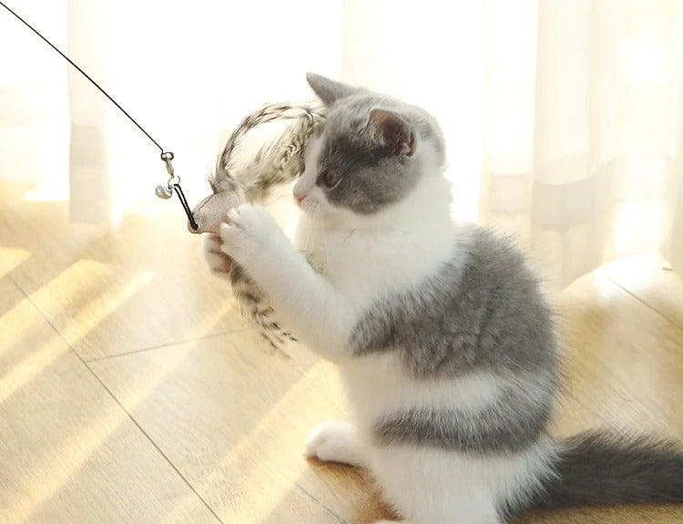 Funny Feather Bird with Bell Cat Stick Toy for Kitten