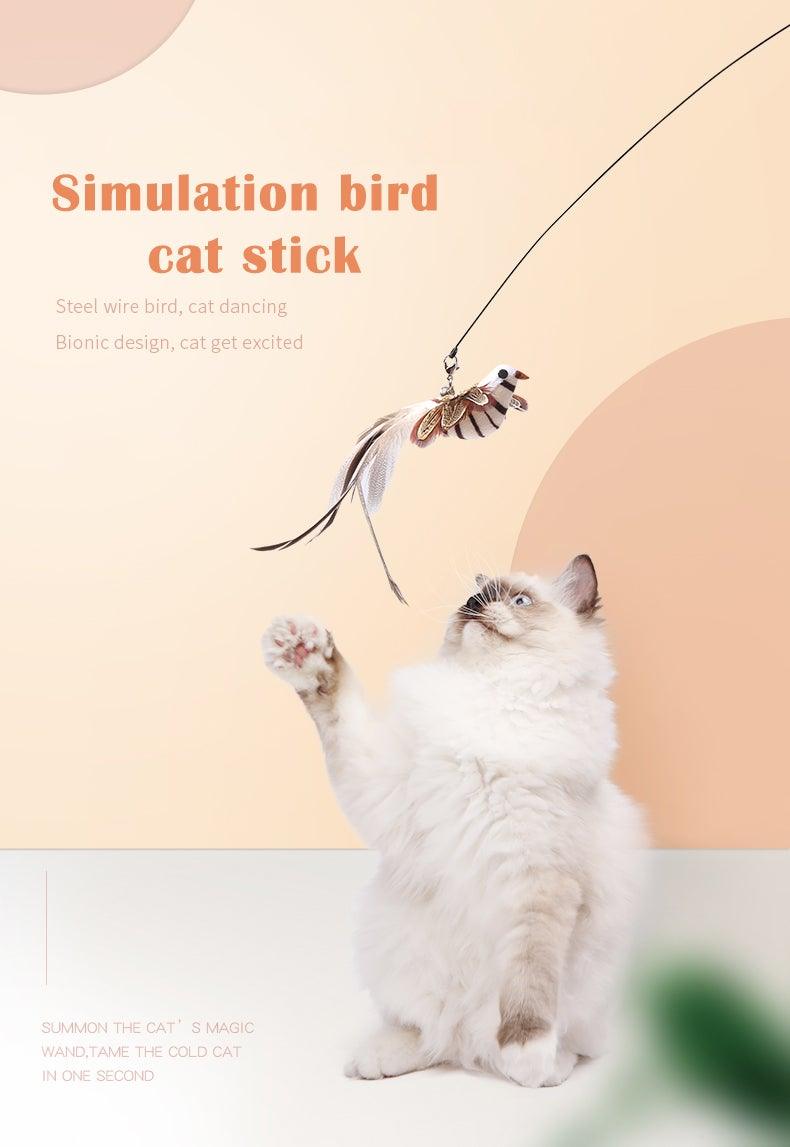 Funny Feather Bird with Bell Cat Stick Toy for Kitten