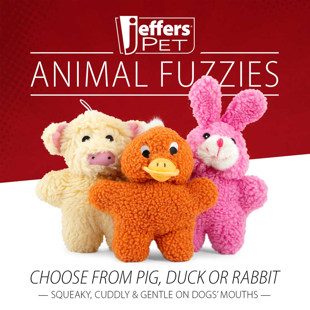 Jeffers Animal Fuzzies Plush Squeaker Dog Toys