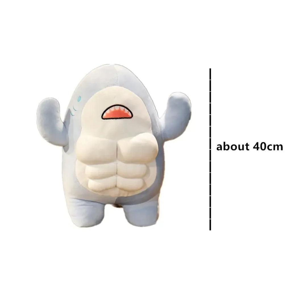 40CM Muscle Shark Plush Doll - Cartoon Strong Shark Stuffed Toy