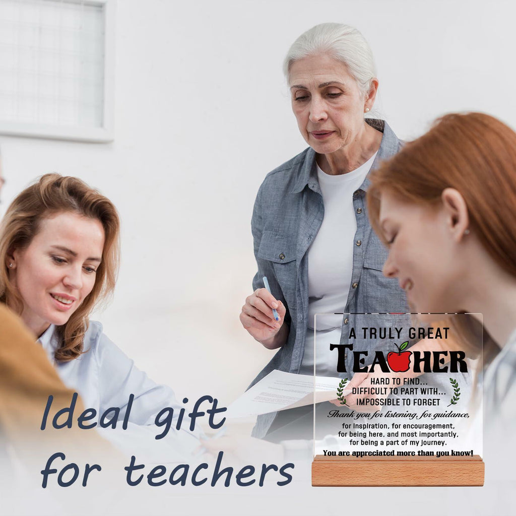 Afterprints Teacher Appreciation Acrylic Plaque with Wooden Base Thank You Gift