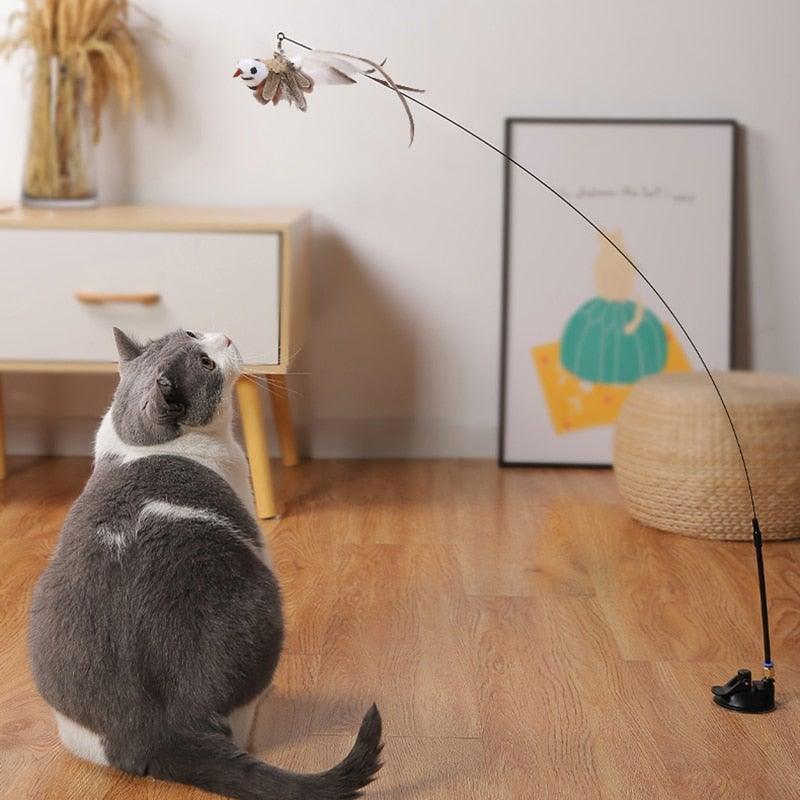 Funny Feather Bird with Bell Cat Stick Toy for Kitten
