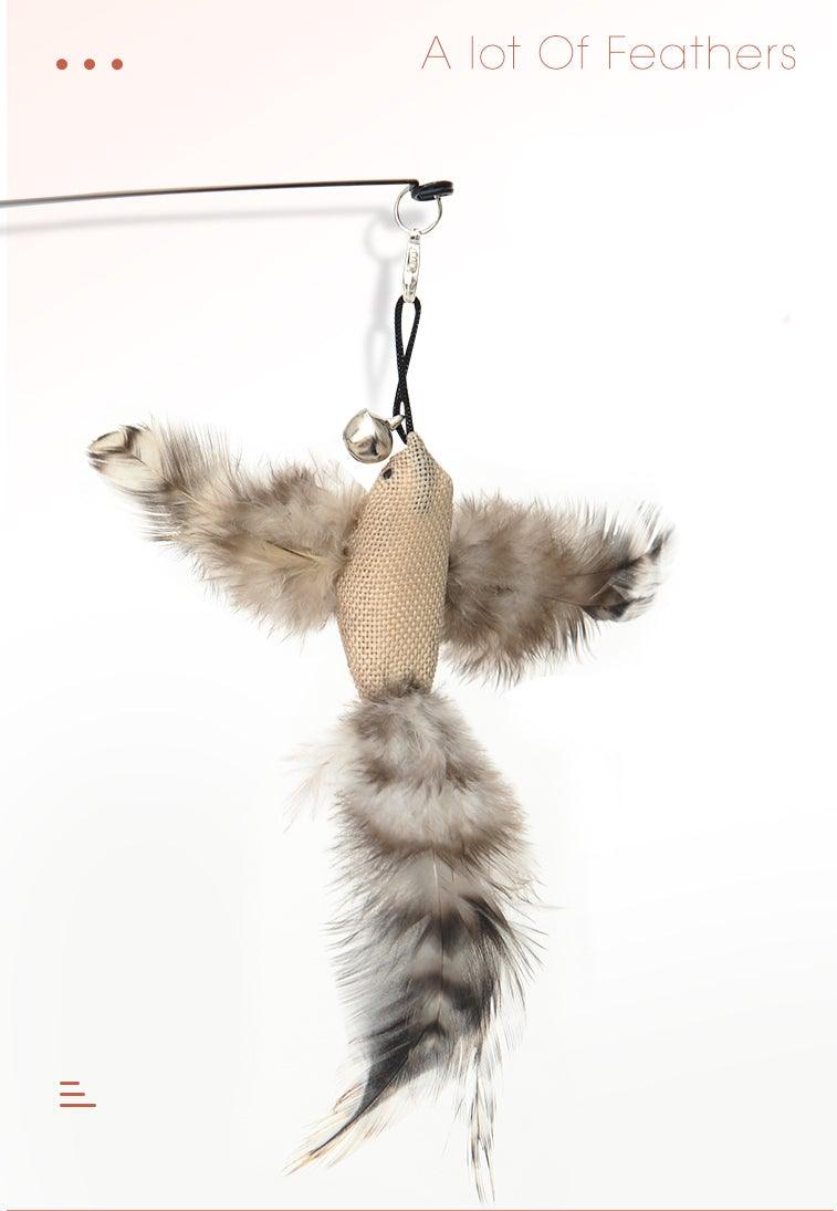 Funny Feather Bird with Bell Cat Stick Toy for Kitten